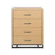Flin Tall Dresser Chest 4 Drawers Natural Brown Wood Black Metal
