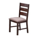 Yuzi Dining Chair Set of 2 Ladder Back Cherry Brown Solid Wood BM326024