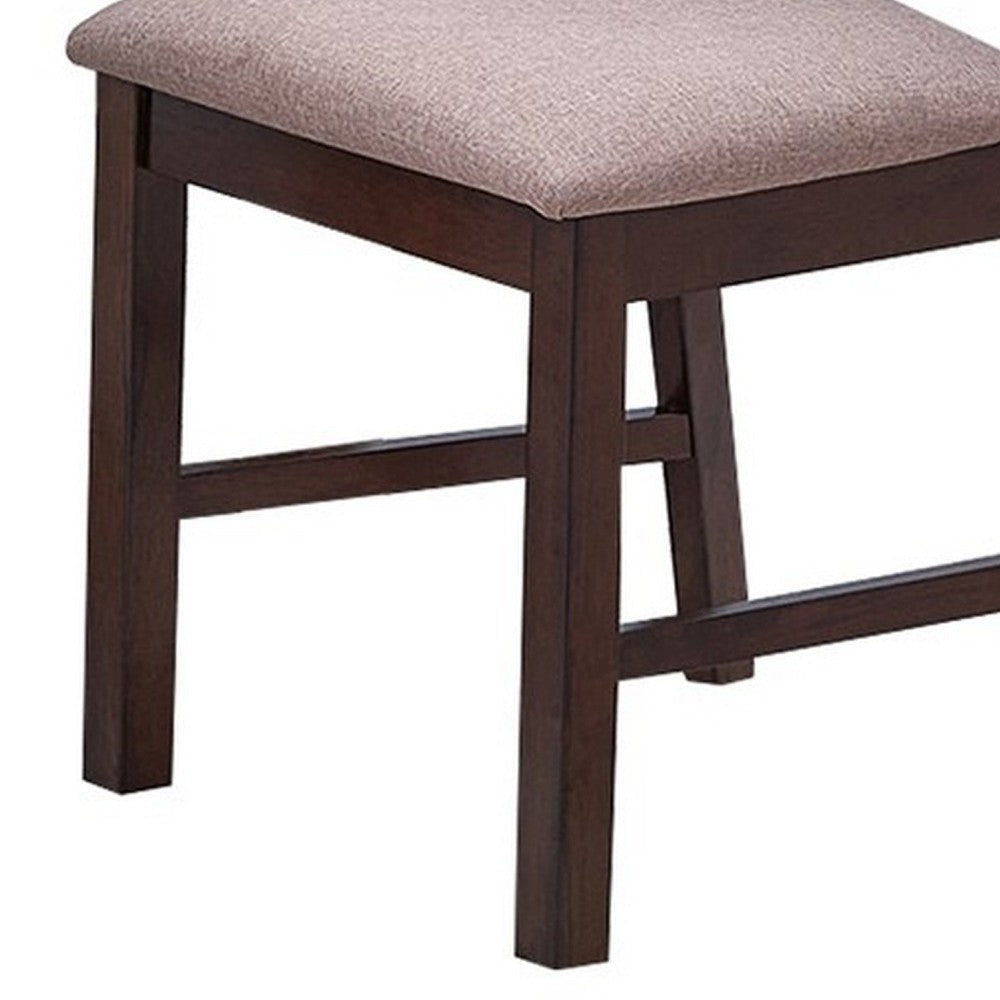 Yuzi Dining Chair Set of 2 Ladder Back Cherry Brown Solid Wood BM326024