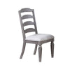 Winie Dining Side Chair Set of 2, Carved, Ladder Back, Light Gray Wood