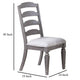 Winie Dining Side Chair Set of 2 Carved Ladder Back Light Gray Wood BM326028