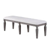 Winie Dining Bench with Turned Legs 64 Inch Gray Wood and Fabric BM326029