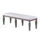 Winie Dining Bench with Turned Legs 64 Inch Gray Wood and Fabric BM326029