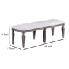 Winie Dining Bench with Turned Legs 64 Inch Gray Wood and Fabric BM326029