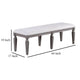 Winie Dining Bench with Turned Legs 64 Inch Gray Wood and Fabric BM326029