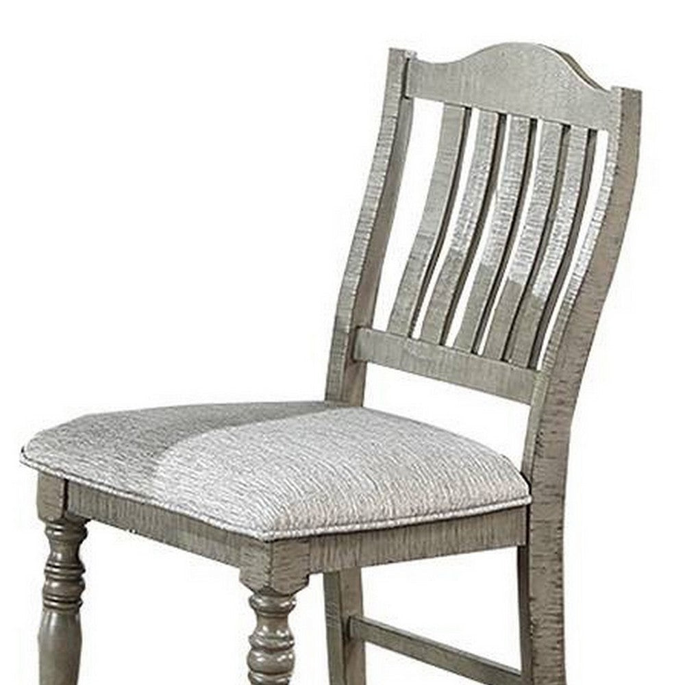 Rizi Counter Height Chair Set of 2 Carved Legs Open Slats Gray Wood BM326032