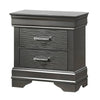 Jean Nightstand 2 Drawers Curved Frame 24’’ Dark Gray Solid Wood BM326051