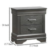 Jean Nightstand 2 Drawers Curved Frame 24’’ Dark Gray Solid Wood BM326051