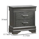 Jean Nightstand 2 Drawers Curved Frame 24’’ Dark Gray Solid Wood BM326051