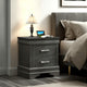 Jean Nightstand, 2 Drawers, Curved Frame, 24" Dark Gray Solid Wood
