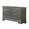 Jean Wide Dresser Chest 6 Drawers Chrome Dark Gray Solid Wood BM326052