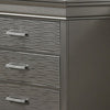Jean Wide Dresser Chest 6 Drawers Chrome Dark Gray Solid Wood BM326052