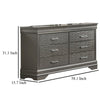 Jean Wide Dresser Chest 6 Drawers Chrome Dark Gray Solid Wood BM326052