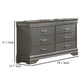 Jean Wide Dresser Chest 6 Drawers Chrome Dark Gray Solid Wood BM326052
