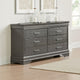 Jean Wide Dresser Chest, 6 Drawers, Chrome, Dark Gray Solid Wood