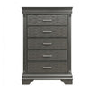 Jean Tall Dresser Chest, 5 Drawers, Chrome, Dark Gray Solid Wood