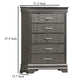 Jean Tall Dresser Chest 5 Drawers Chrome Dark Gray Solid Wood BM326053