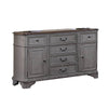 Sideboard Buffet Console, 6 Drawers, 2 Cabinets, 60" Gray, Brown