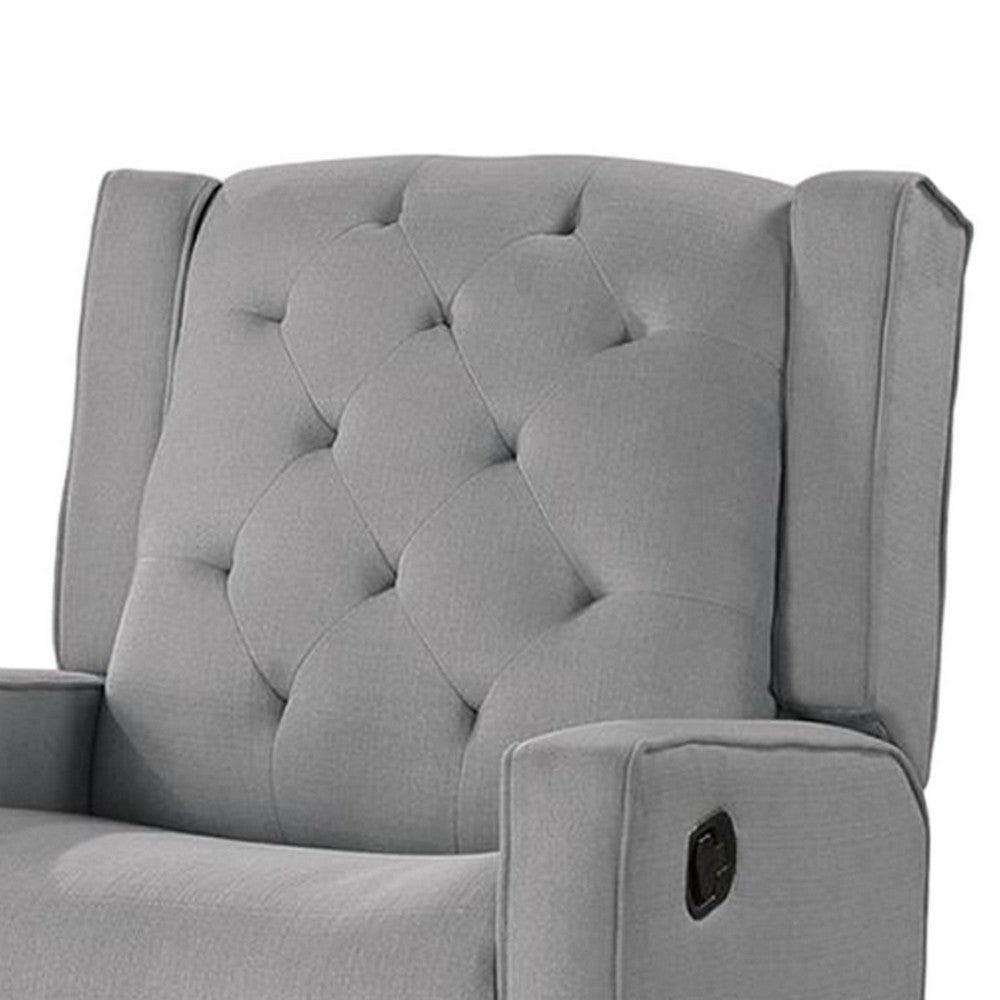 Manie Swivel Glider Manual Recliner Solid Wood Classic Gray Burlap BM326058