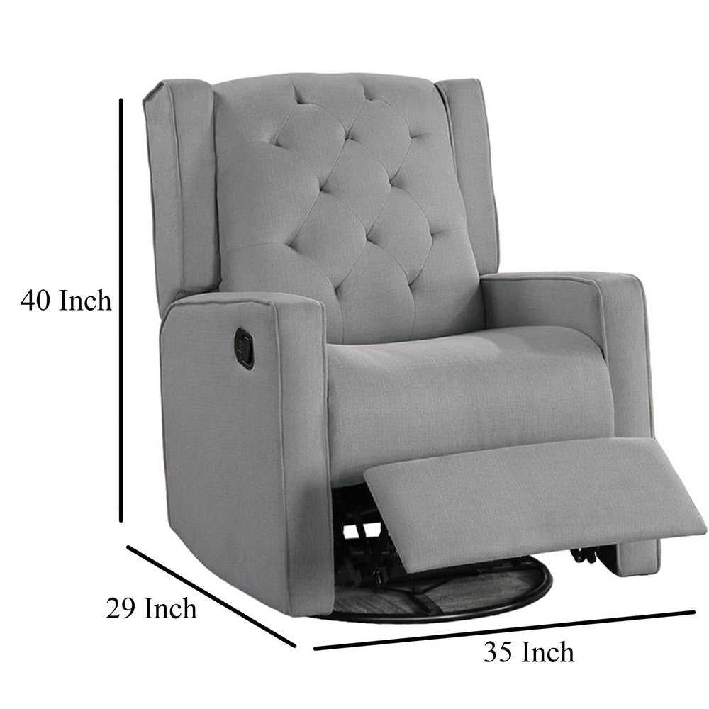 Manie Swivel Glider Manual Recliner Solid Wood Classic Gray Burlap BM326058