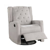 Manie Swivel Glider Manual Recliner Solid Wood Light Gray Burlap BM326059