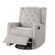 Manie Swivel Glider Manual Recliner Solid Wood Light Gray Burlap BM326059