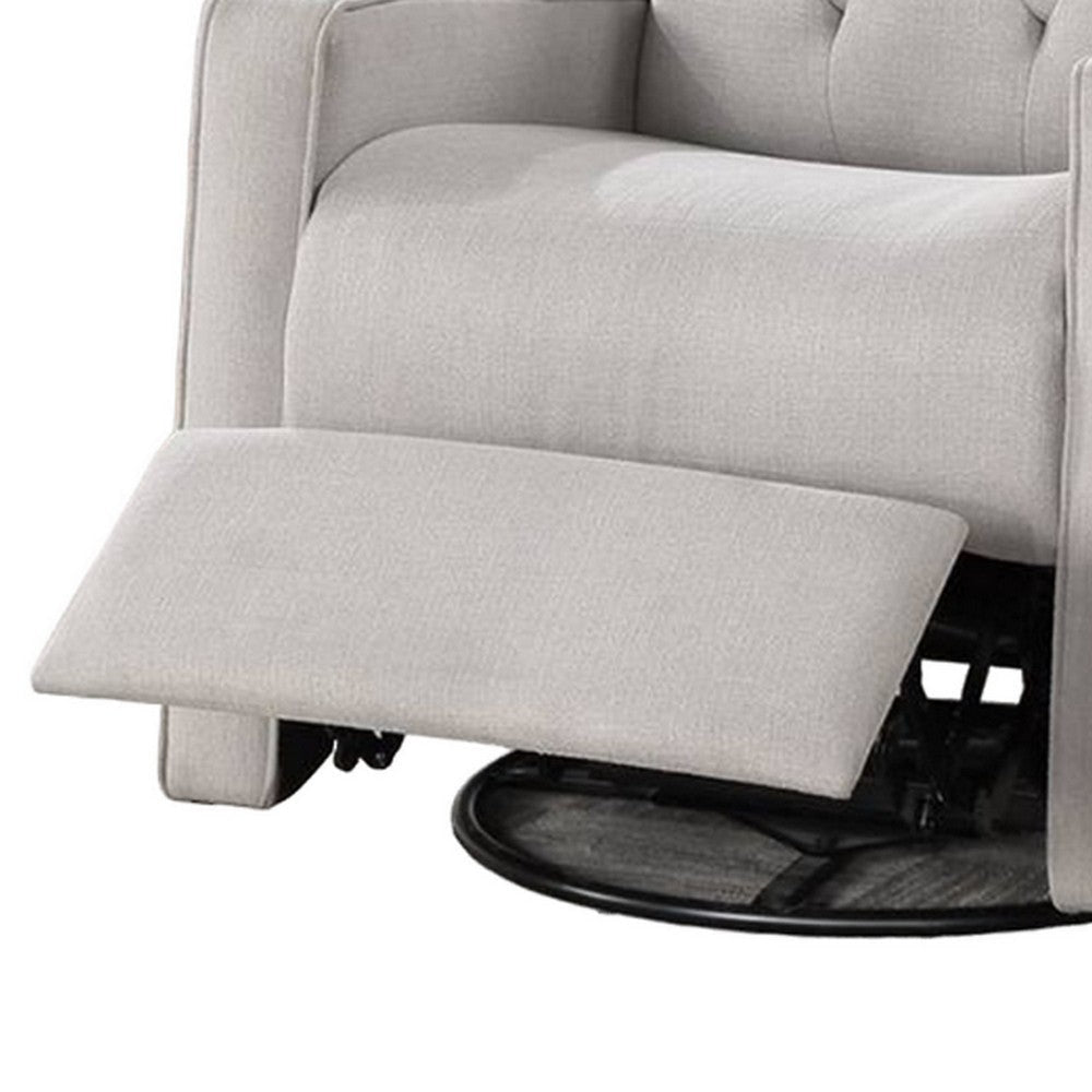 Manie Swivel Glider Manual Recliner Solid Wood Light Gray Burlap BM326059