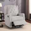 Manie Swivel Glider Manual Recliner, Solid Wood, Light Gray Burlap