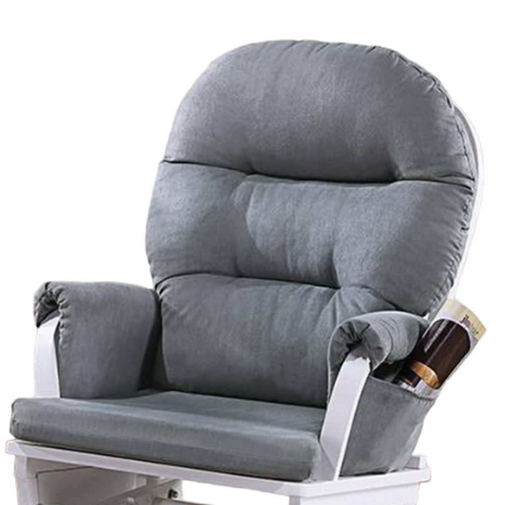 Noni Glider Manual Recliner Chair with Ottoman White Wood Gray BM326061
