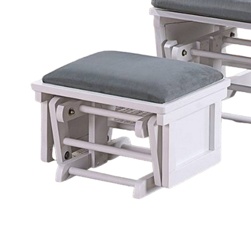 Noni Glider Manual Recliner Chair with Ottoman White Wood Gray BM326061