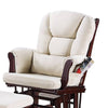 Noni Glider Manual Recliner Chair w Ottoman Brown Wood Square Beige BM326062