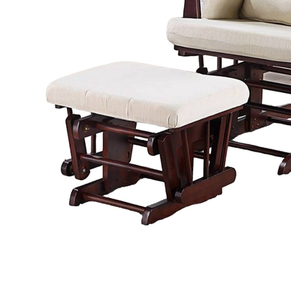 Noni Glider Manual Recliner Chair w Ottoman Brown Wood Square Beige BM326062