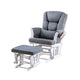 Noni Glider Manual Recliner Chair w Square Ottoman White Wood Gray BM326063