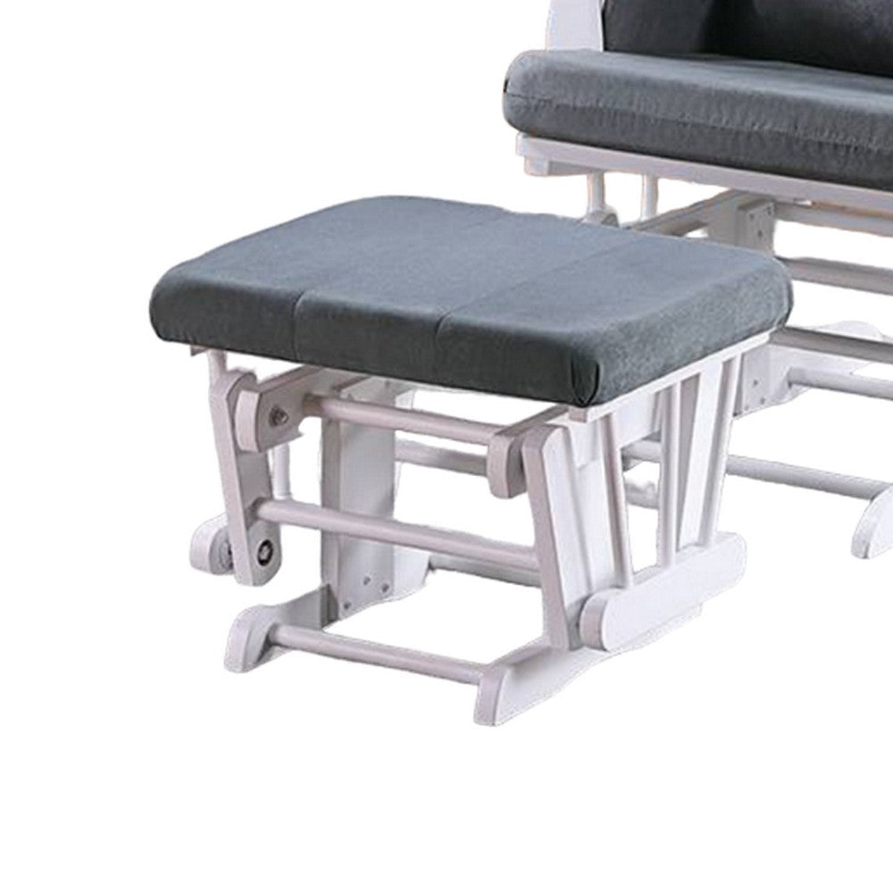 Noni Glider Manual Recliner Chair w Square Ottoman White Wood Gray BM326063