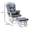 Noni Glider Manual Recliner Chair w Square Ottoman White Wood Gray BM326063