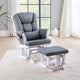 Noni Glider Chair w Square Ottoman, White Wood, Gray Seat