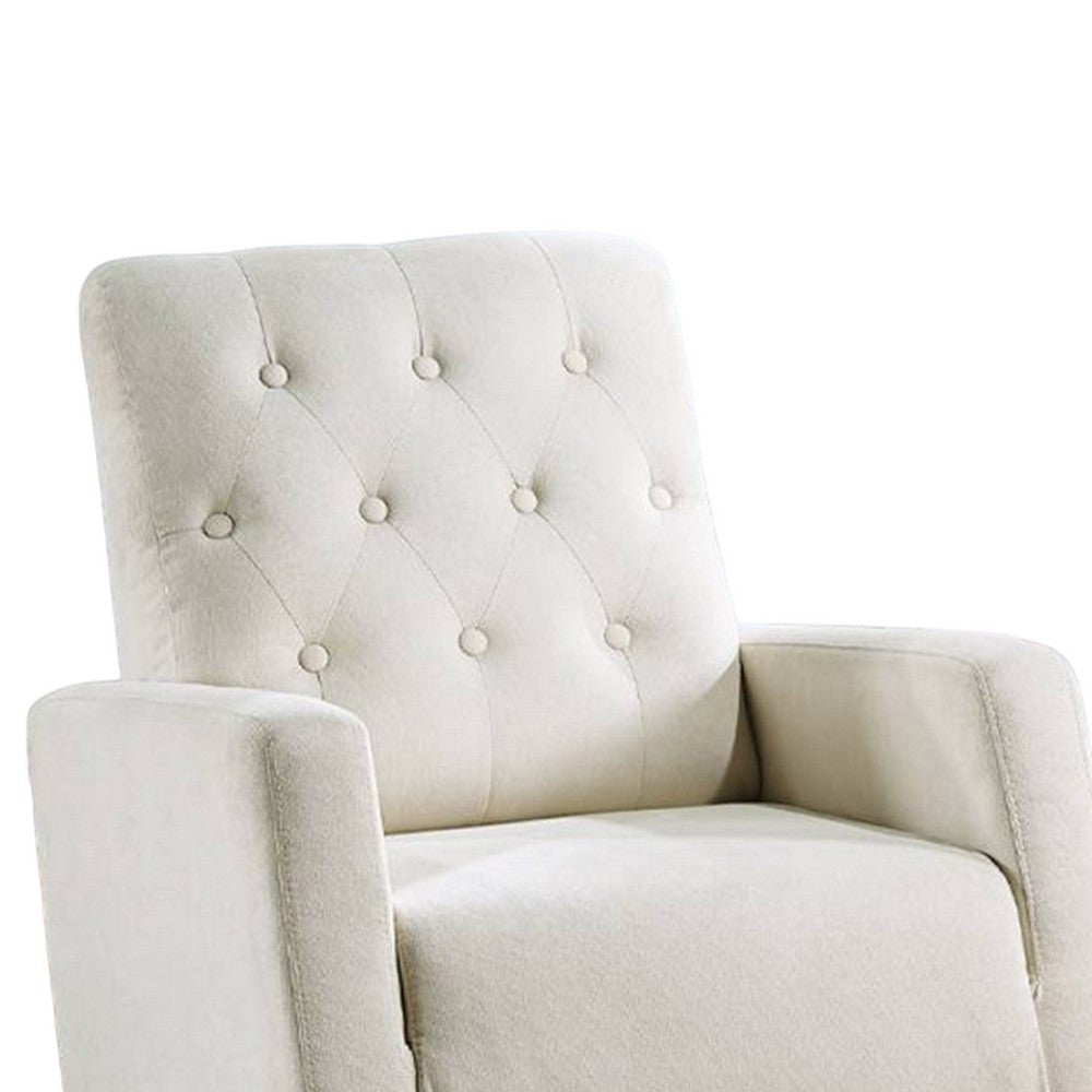 Clair Rocking Chair Natural Brown Solid Wood Beige Button Tufted BM326065