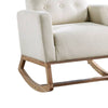 Clair Rocking Chair Natural Brown Solid Wood Beige Button Tufted BM326065