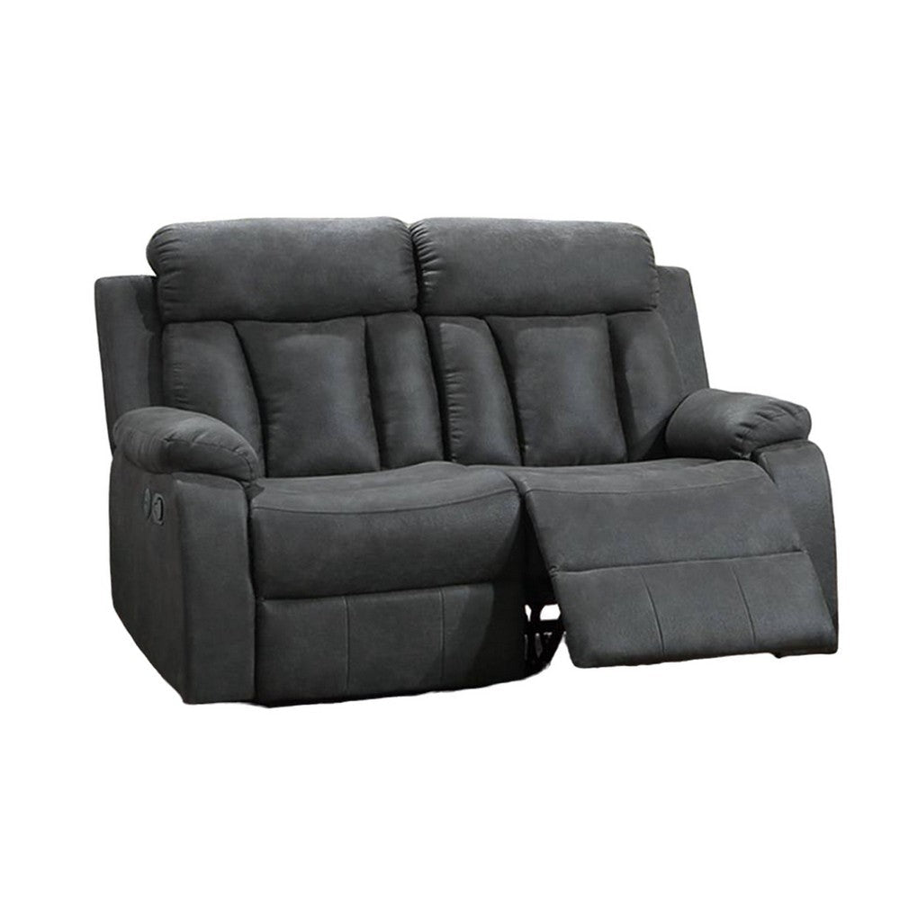 Corie Manual Recliner Loveseat 60’’ Solid Wood Dark Gray Faux Leather BM326070