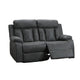 Corie Manual Recliner Loveseat 60’’ Solid Wood Dark Gray Faux Leather BM326070