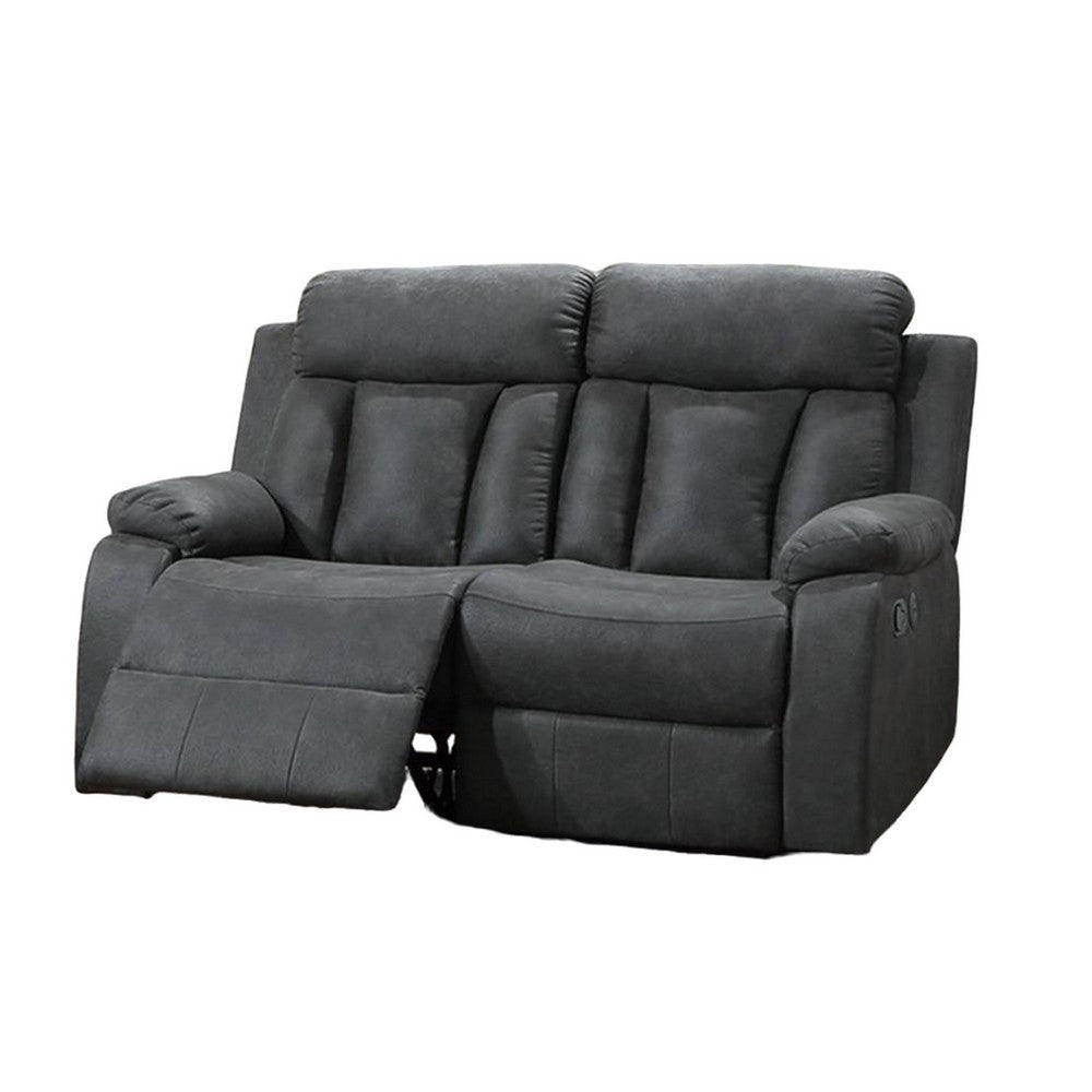 Corie Manual Recliner Loveseat 60’’ Solid Wood Dark Gray Faux Leather BM326070