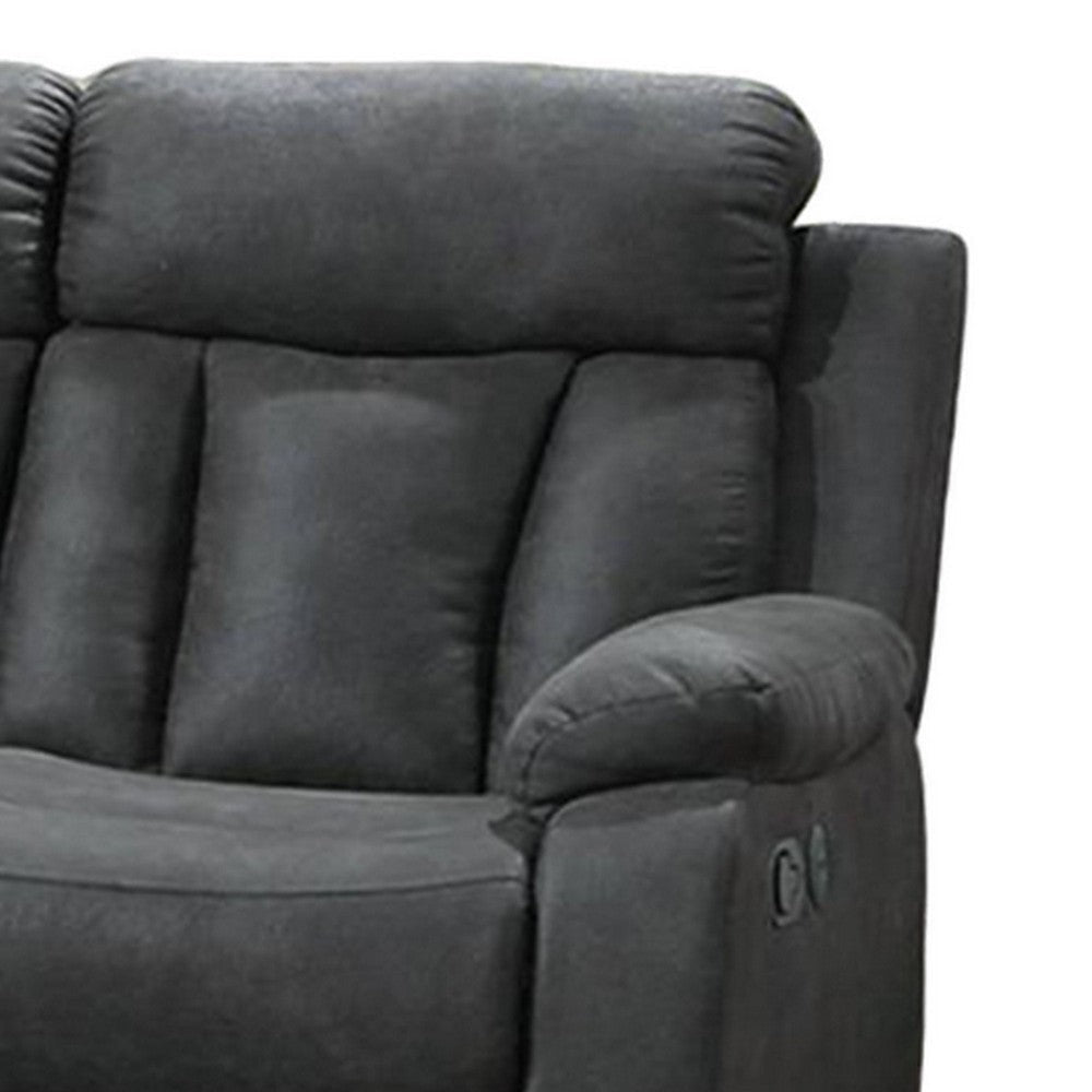 Corie Manual Recliner Loveseat 60’’ Solid Wood Dark Gray Faux Leather BM326070