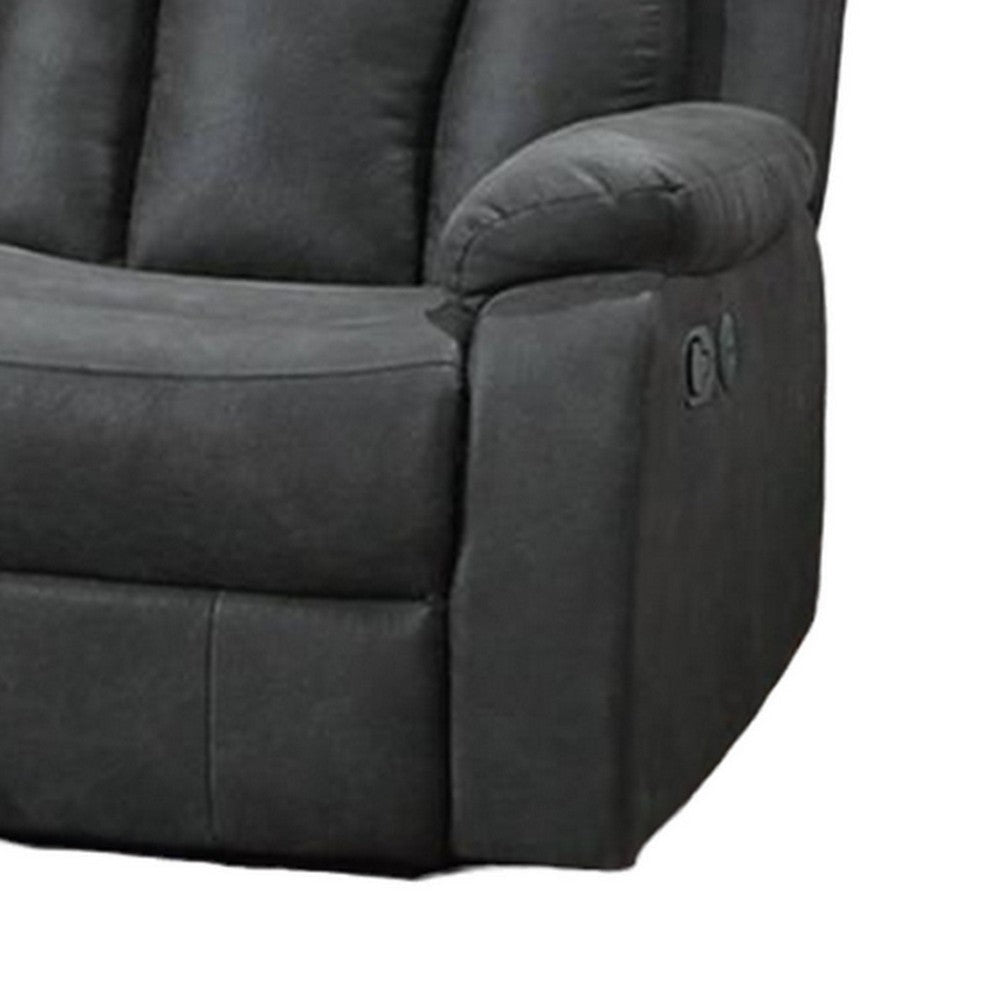 Corie Manual Recliner Loveseat 60’’ Solid Wood Dark Gray Faux Leather BM326070