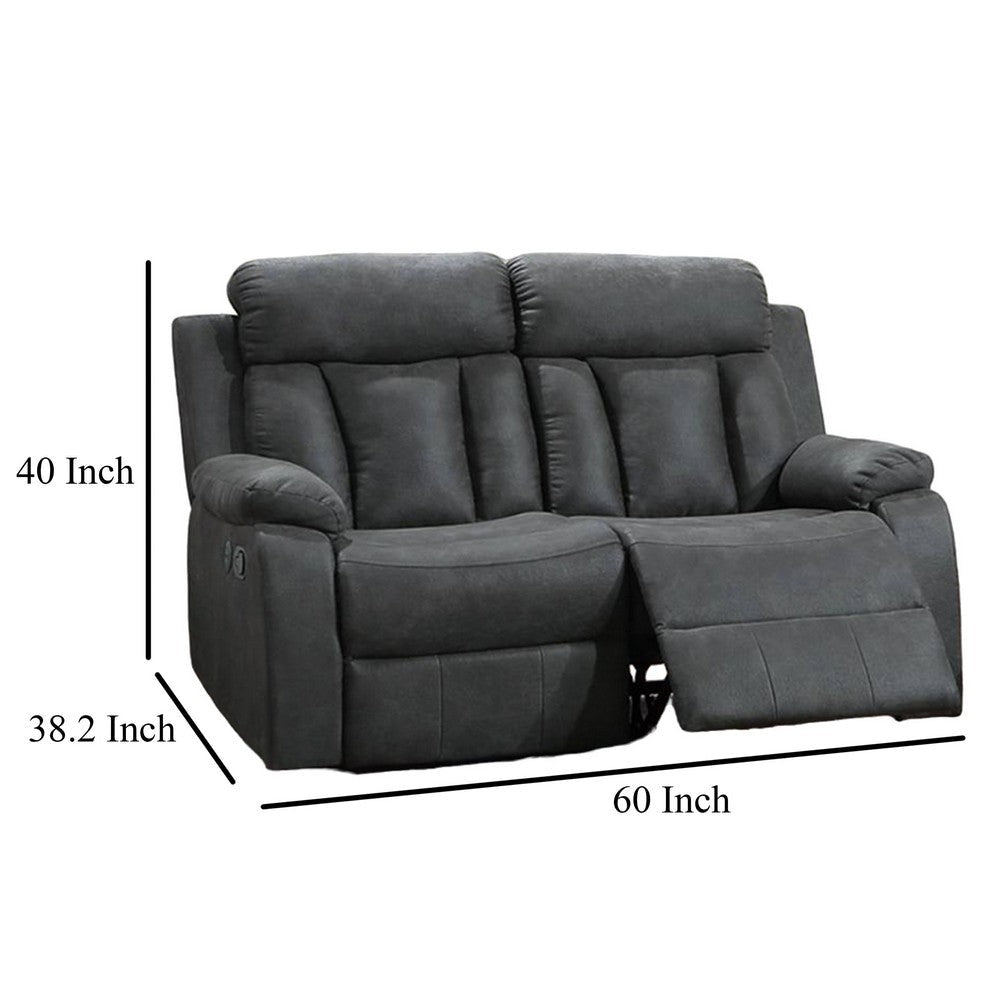 Corie Manual Recliner Loveseat 60’’ Solid Wood Dark Gray Faux Leather BM326070