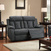 Corie Manual Recliner Loveseat, 60" Solid Wood, Dark Gray Faux Leather