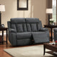 Corie Manual Recliner Loveseat, 60" Solid Wood, Dark Gray Faux Leather