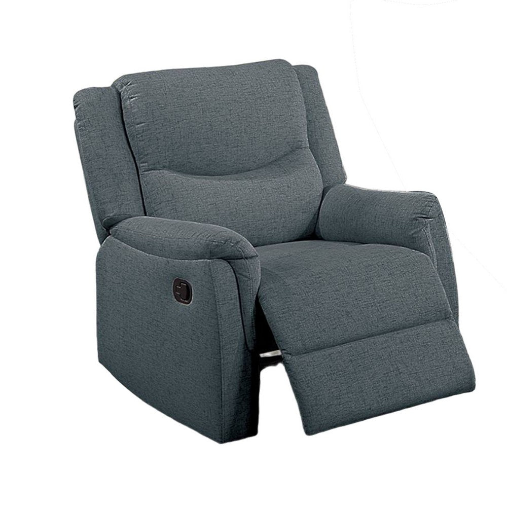 Ammy Manual Recliner Chair Pillow Top Arms Dark Gray Faux Burlap BM326072
