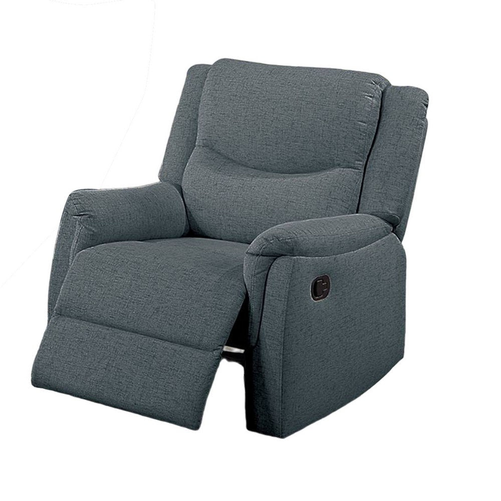 Ammy Manual Recliner Chair Pillow Top Arms Dark Gray Faux Burlap BM326072