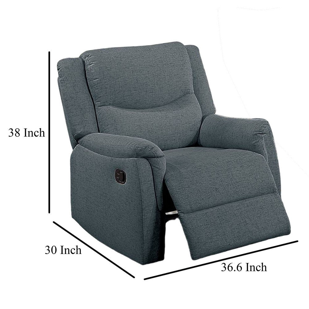 Ammy Manual Recliner Chair Pillow Top Arms Dark Gray Faux Burlap BM326072
