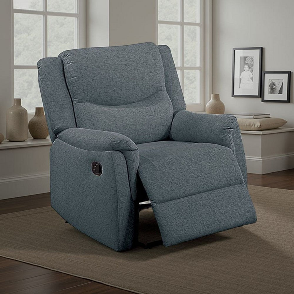 Ammy Manual Recliner Chair, Pillow Top Arms, Dark Gray Faux Burlap